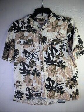 White Stag Women’s L Tropical LeafPrint Button Up Blouse
